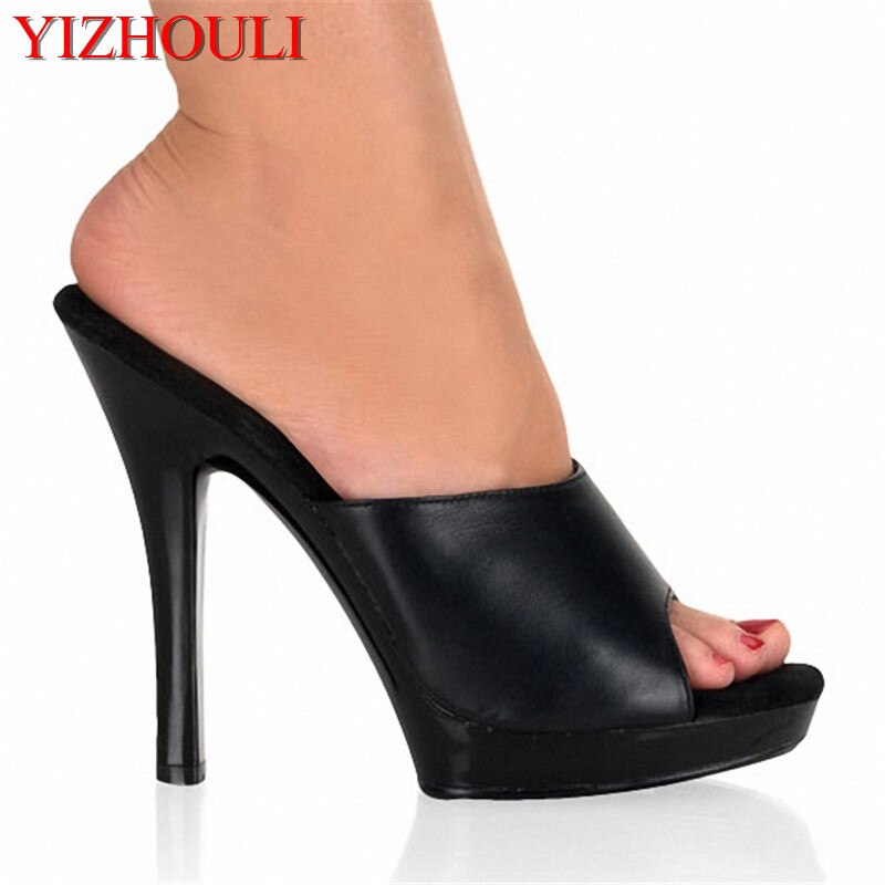 섹시한 하이힐 슬리퍼 패션 여성 플랫폼 이국적인 댄서 신발 13cm 희미한 검은 여름 샌들
